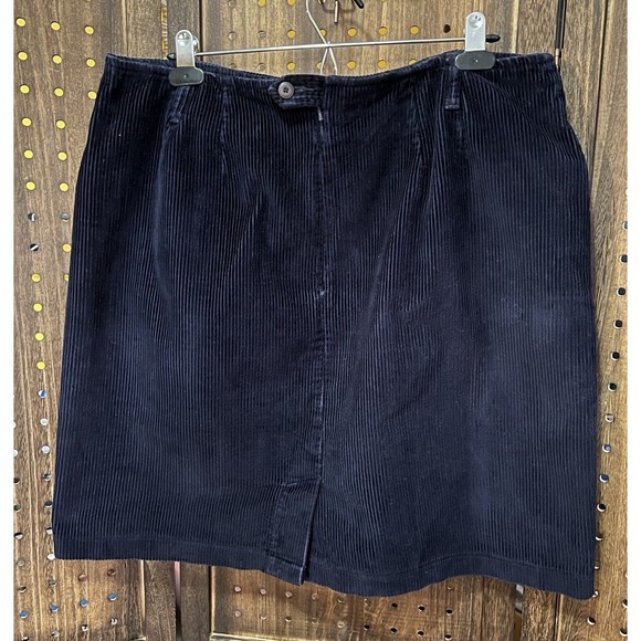 VTG Eddie Bauer Navy Blue Corduroy Skirt Women's 18 Y2K Dark Academia CabinCore - Picture 2 of 10